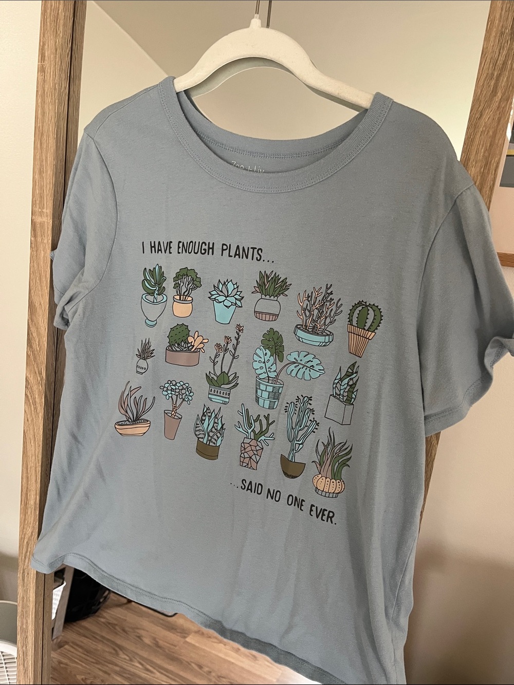 Zoe + Liv Light Blue Short-Sleeve Tee with Potted Plant Graphic